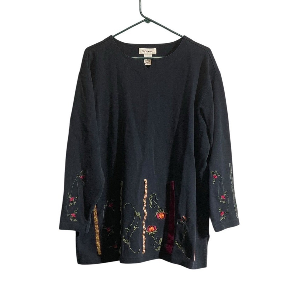 Bechamel Tunic Top Velvet Patch Detail Embroidered Fall Grandmacore XL